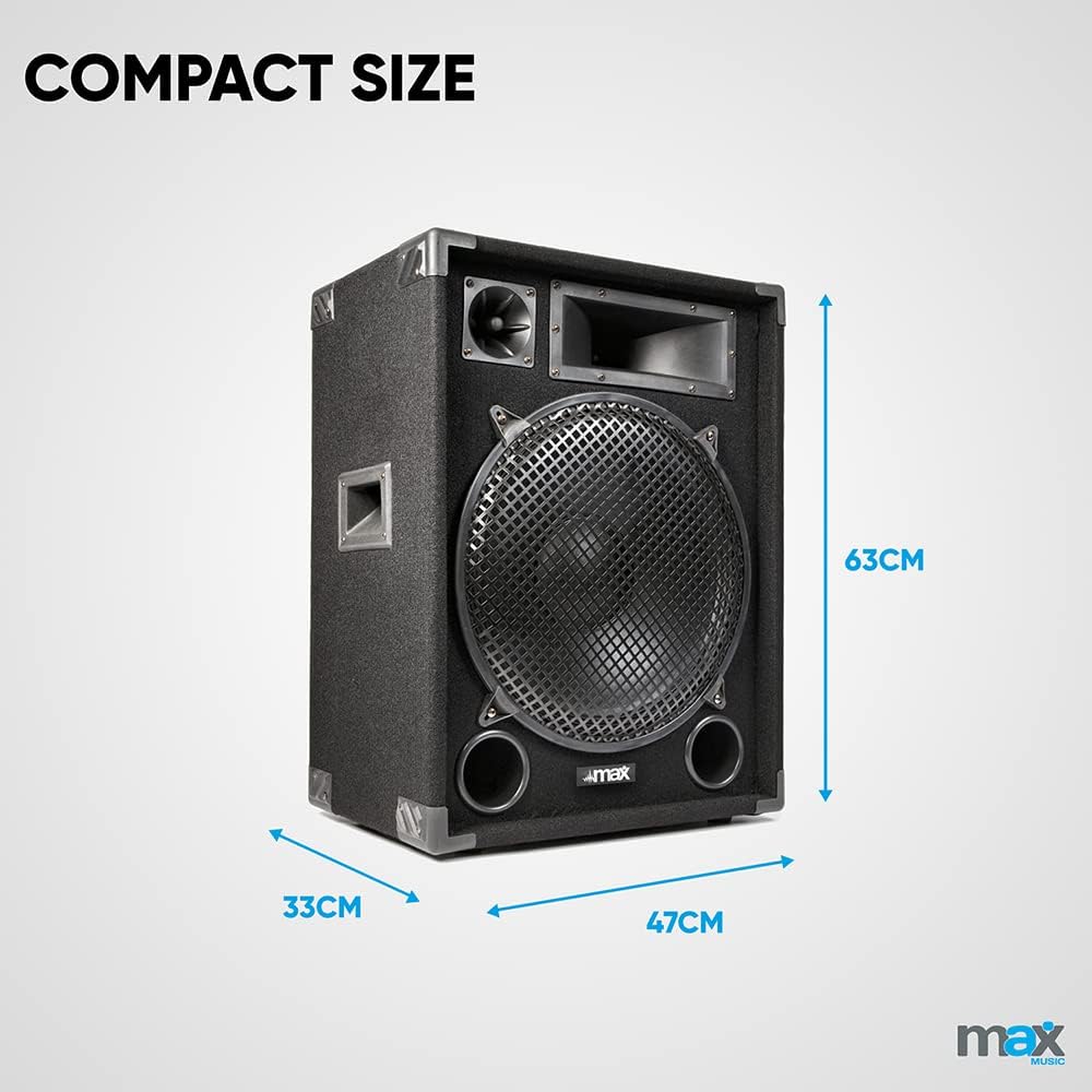 15" Passive DJ PA Speakers Pair 2000W 3-Way System Deep Bass Pro Audio