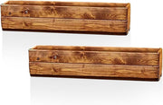 Set of 2 Wooden Garden Planters Window Box 76cm Rustic