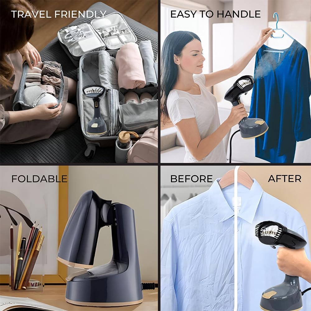1300W Travel Garment Steamer Foldable Portable 120ml Fast Steam