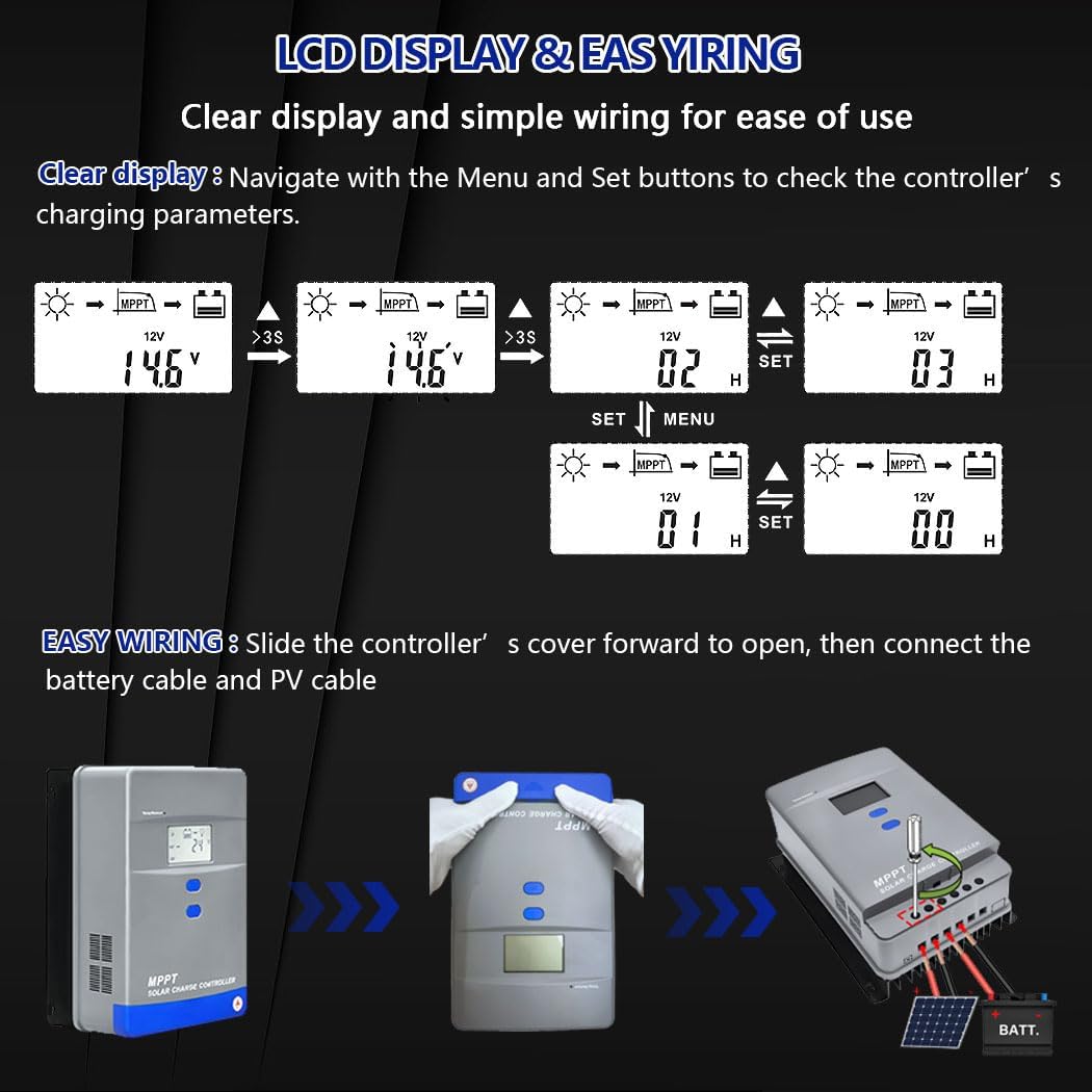 100A MPPT Solar Charge Controller LCD 12V 24V 48V