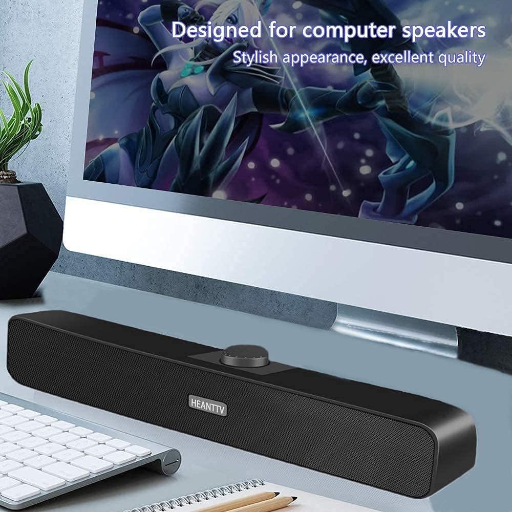 PC Soundbar Speakers USB Powered Stereo 3.5mm Desktop Audio