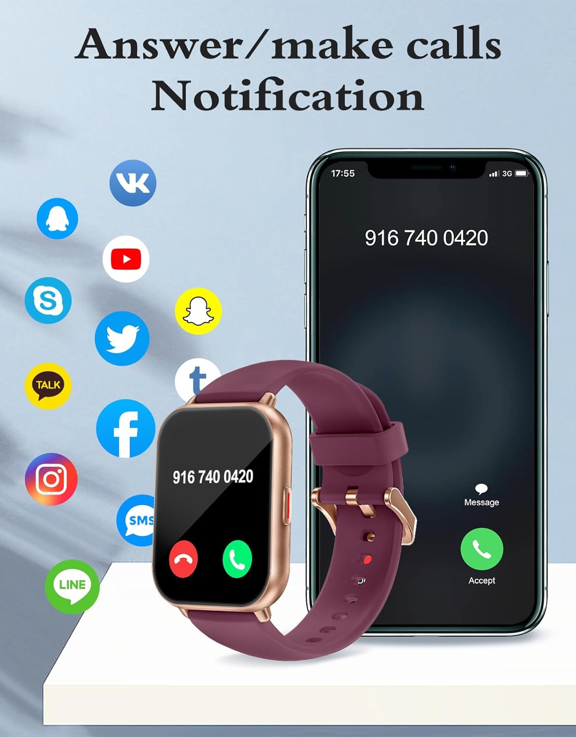 Smart Watch Bluetooth Call Fitness Tracker 1.85 Inch