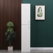 Tall Slim Storage Cabinet White High Gloss Shelves Door Unit