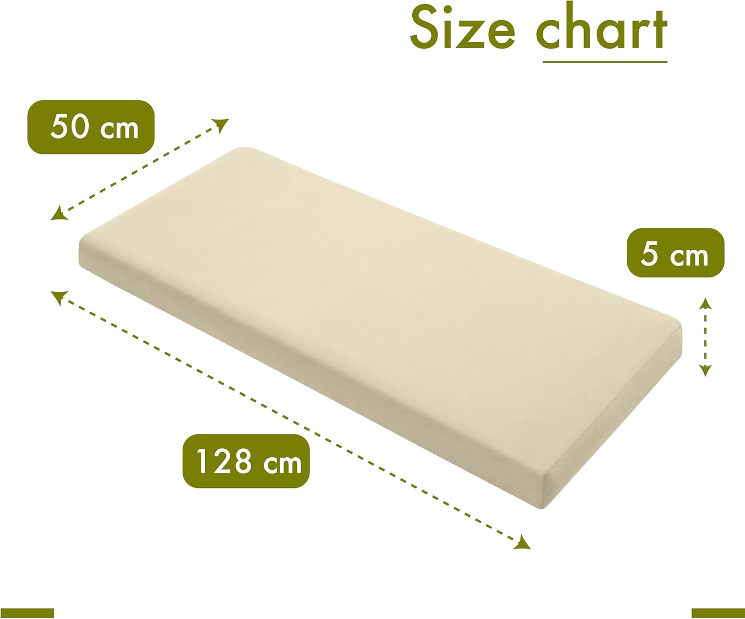 2 Seater Garden Bench Cushion Pad 128x50cm Water Resistant Patio Seat