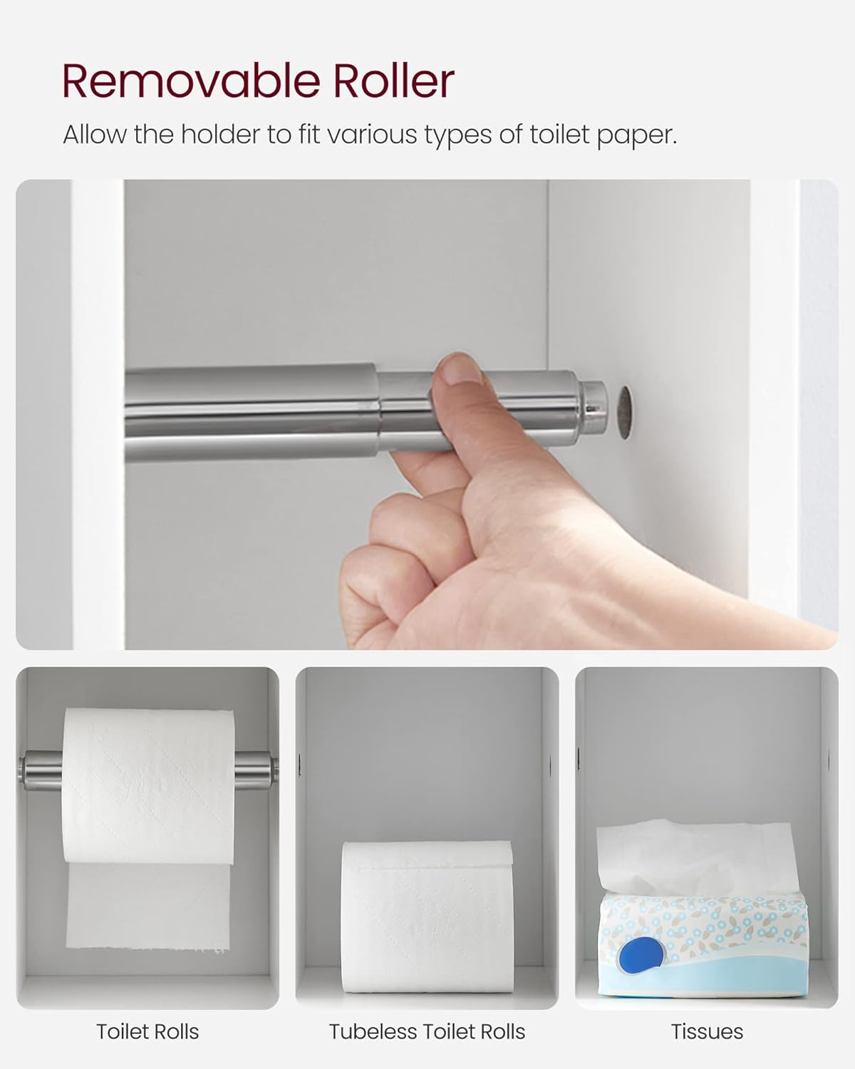 Small Bathroom Storage Cabinet Toilet Roll Holder White