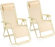 Set of 2 Zero Gravity Reclining Garden Chairs Yellow