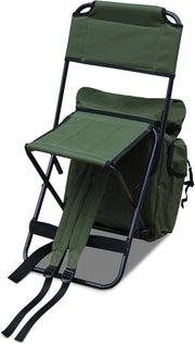 Camping Stool Backpack Chair with Back Rest Green
