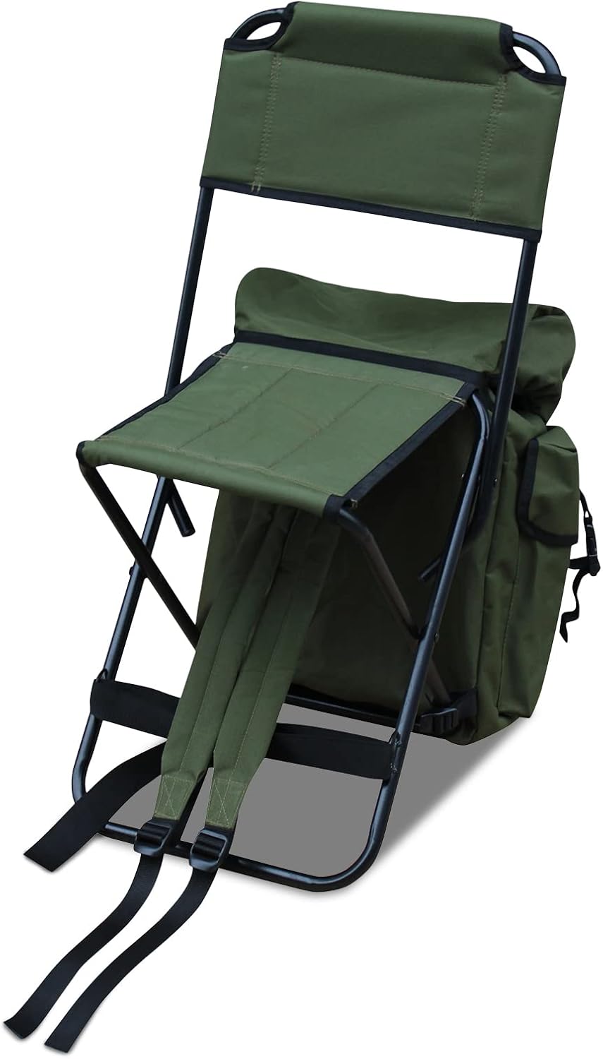 Camping Stool Backpack Chair with Back Rest Green