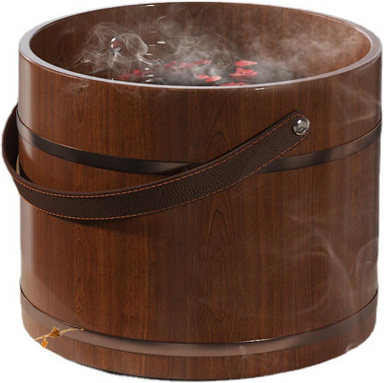 Wooden Foot Bath Tub Soak Basin Pedicure Spa Bucket Handle
