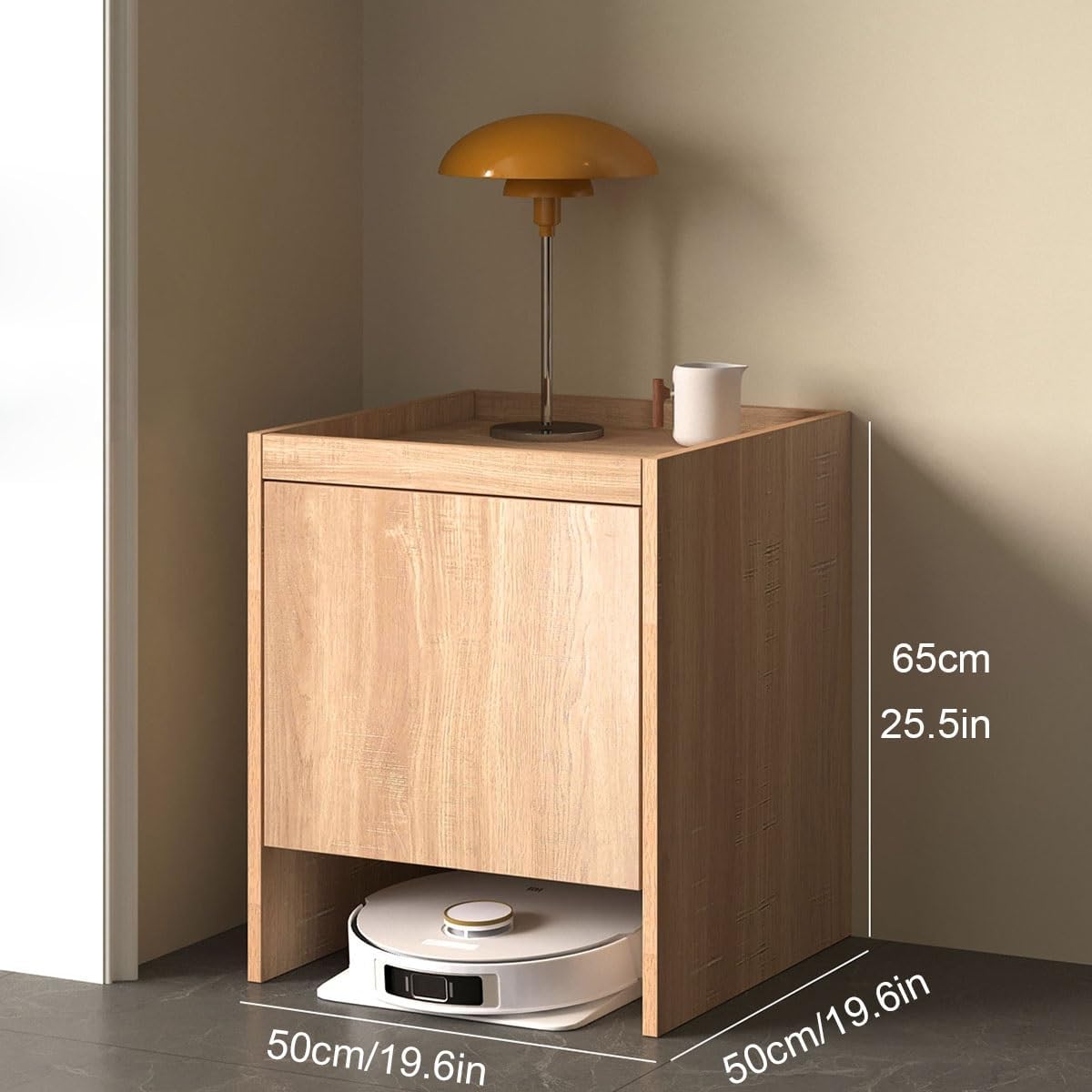 Robot Vacuum Storage Cabinet Hidden Organizer Side Table Drawer