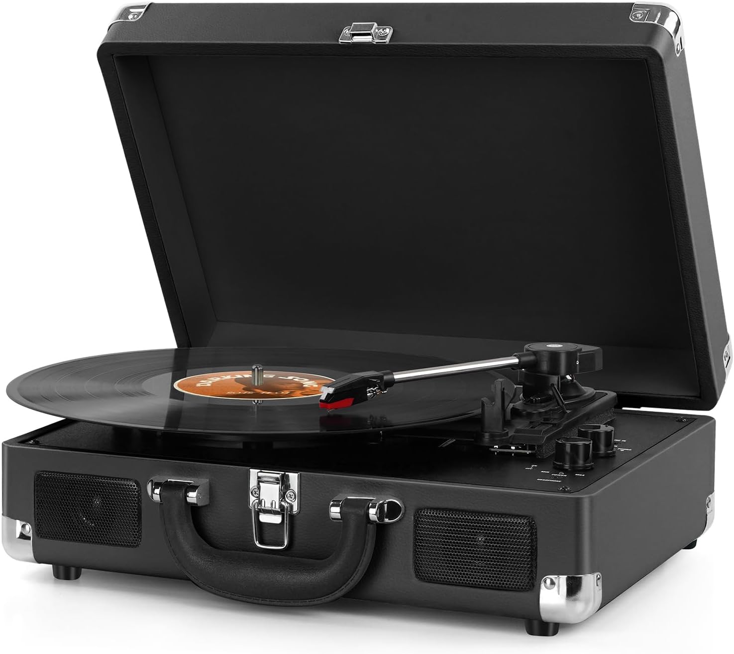 Portable Retro USB Turntable Record Player with Built-In Stereo Speakers