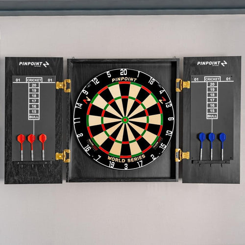 18in Dartboard Cabinet MDF Sisal Board Staple Free Pro Wall Mount