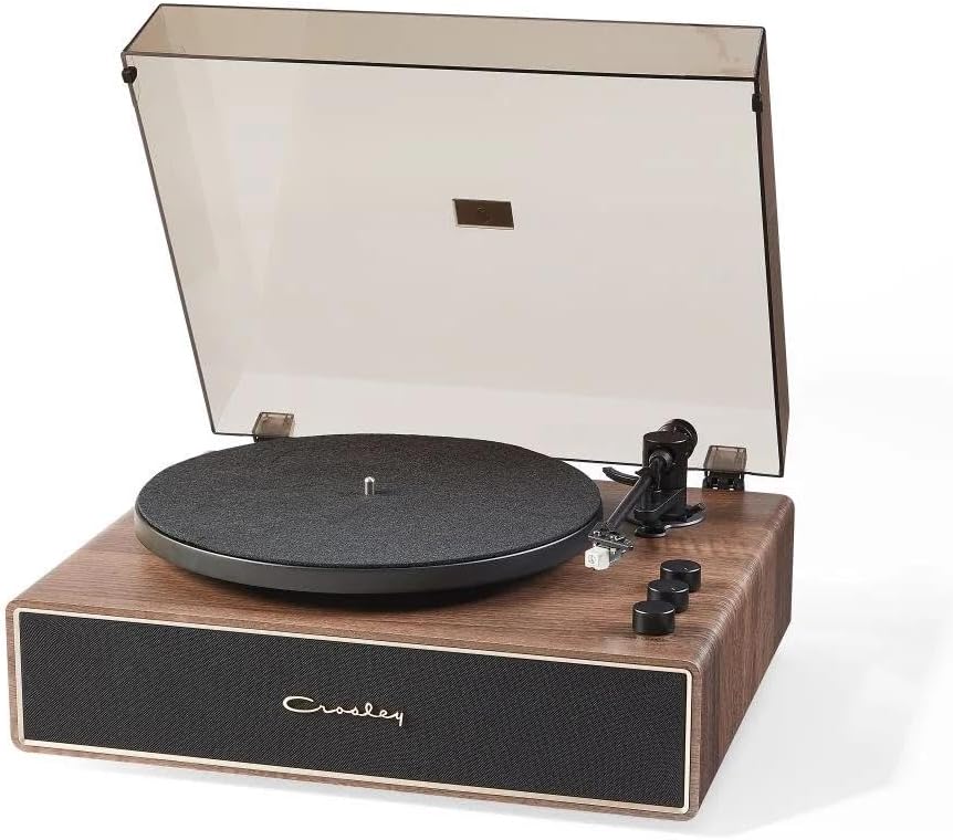 Bluetooth Vinyl Record Player with 60W Speakers Walnut