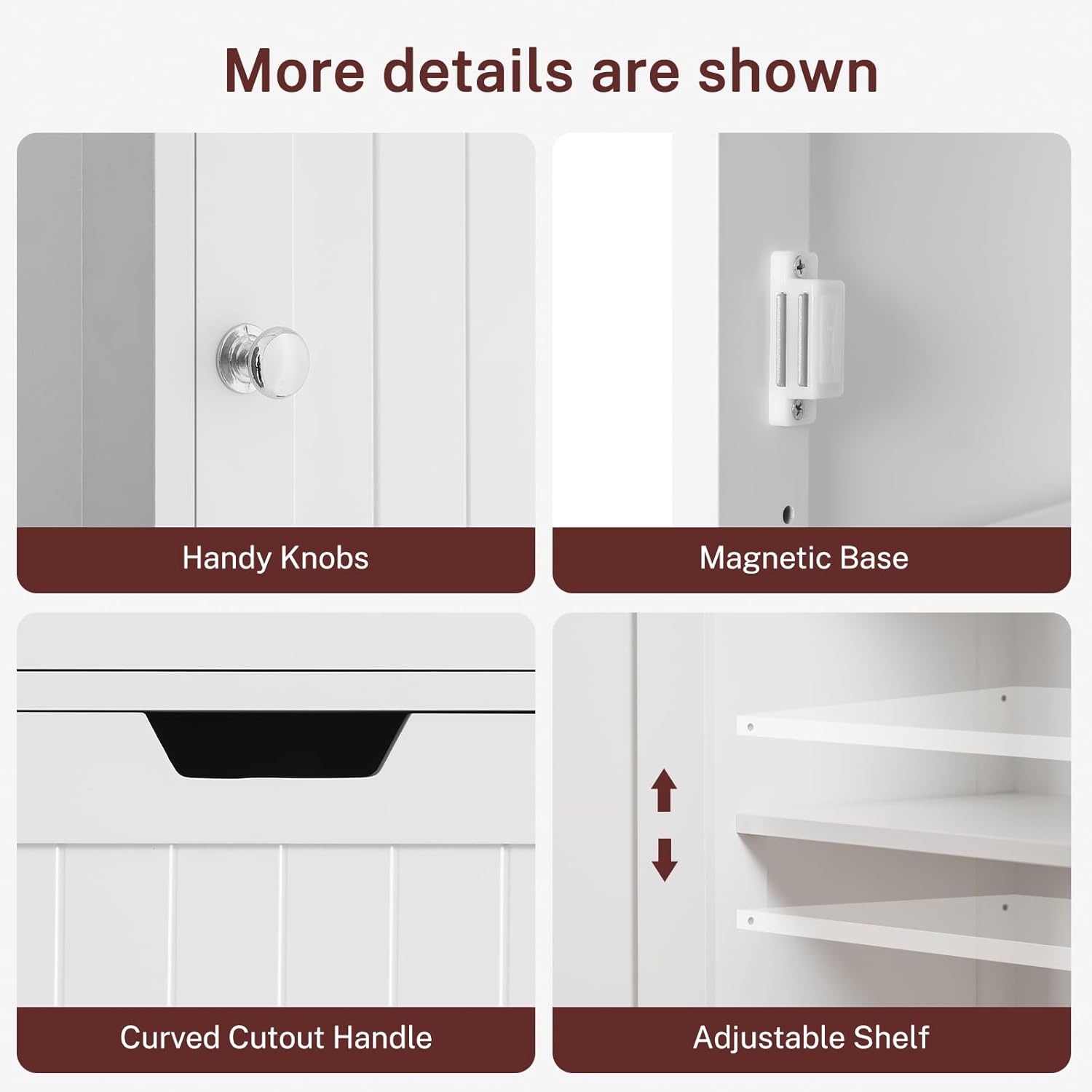 Tall Bathroom Storage Cabinet 40cm Wide Drawer Shelves White
