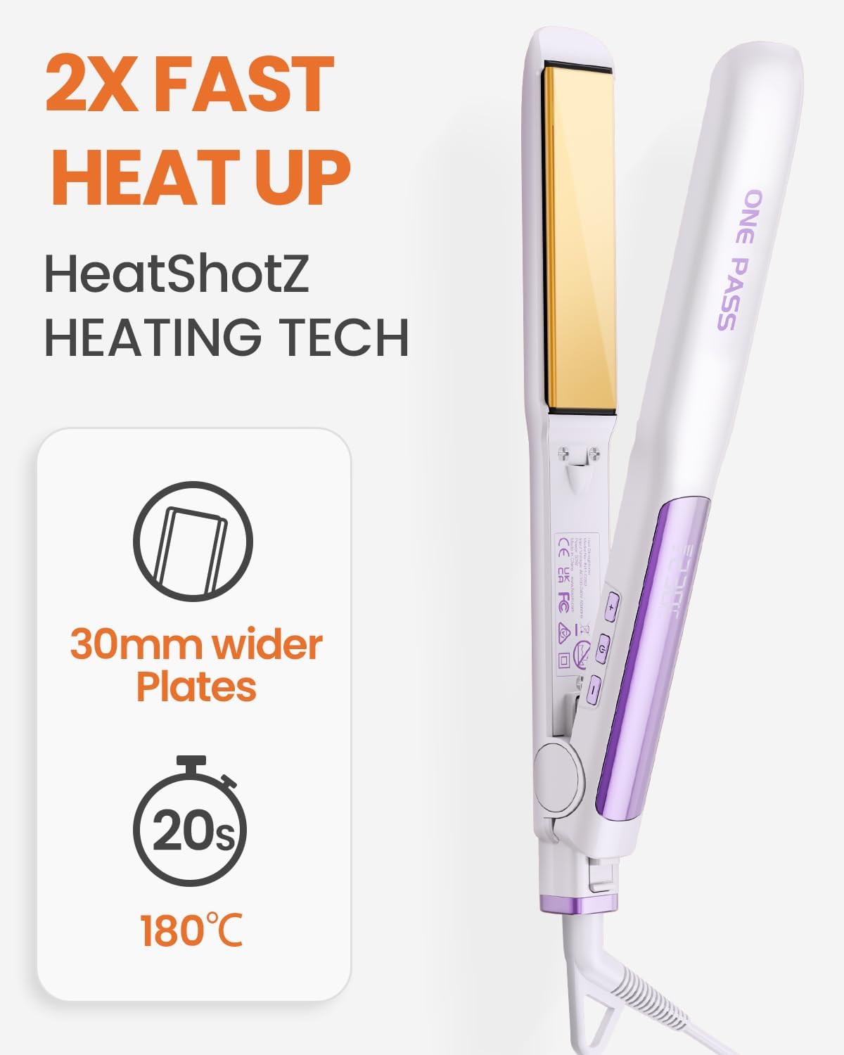 Titanium Hair Straightener Flat Iron Fast Heat 11 Temp Ionic Styling Tool