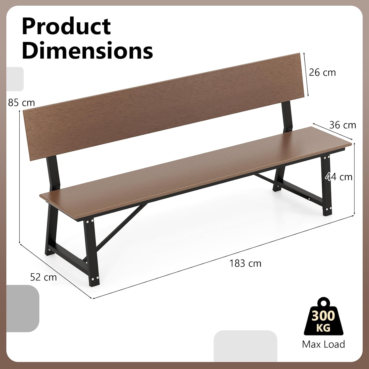 Extra Long 4 Seater Garden Bench HDPE Outdoor Patio Seat