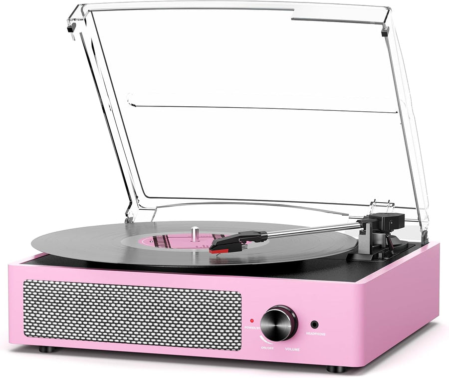 Vintage 3-Speed Bluetooth Vinyl Record Player with Stereo Speakers & AUX