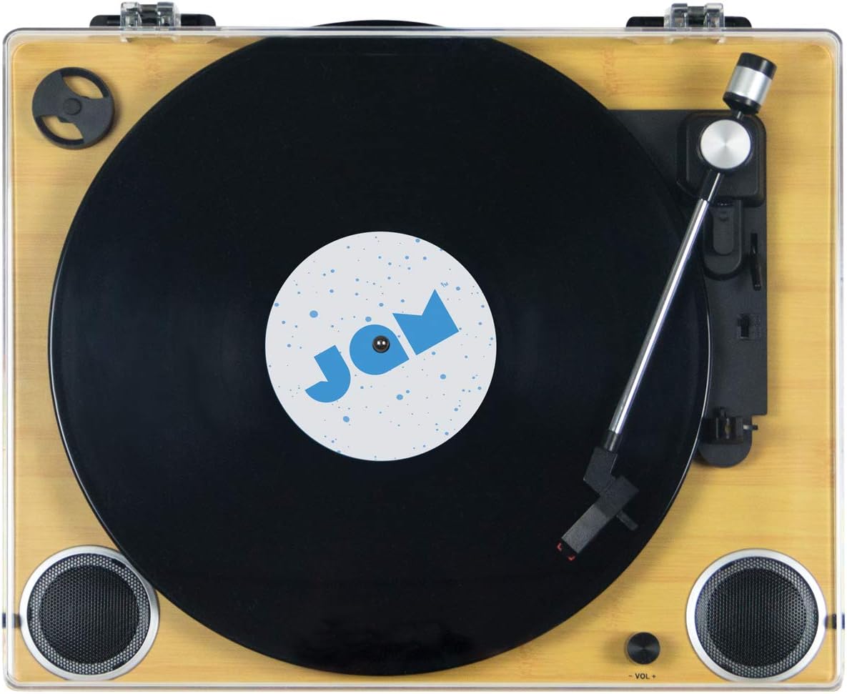 Vinyl Record Player Turntable with Built-In Stereo Speakers, USB & RCA Output