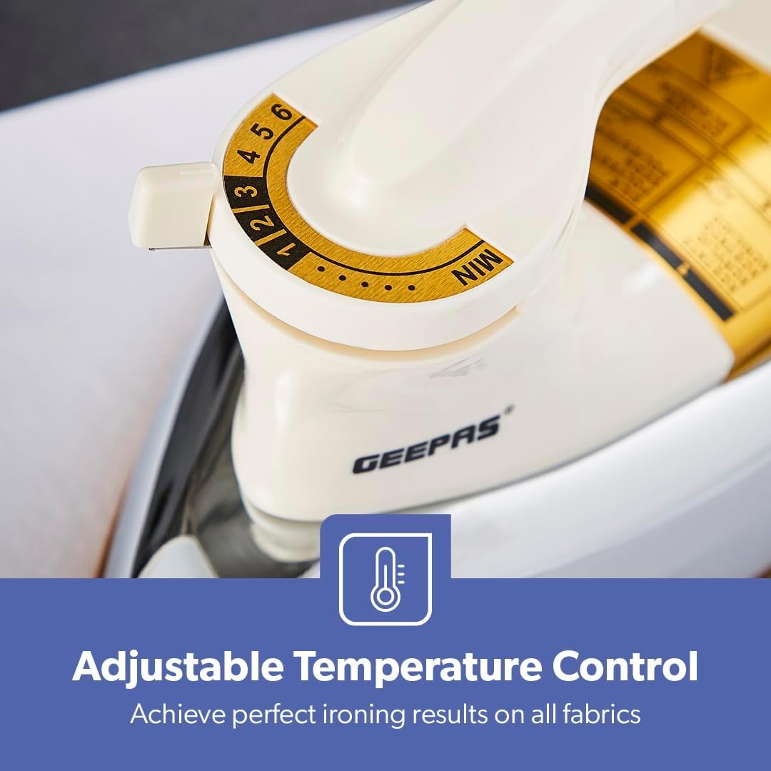 1200W Heavyweight Dry Iron Non Stick Soleplate Adjustable Temp