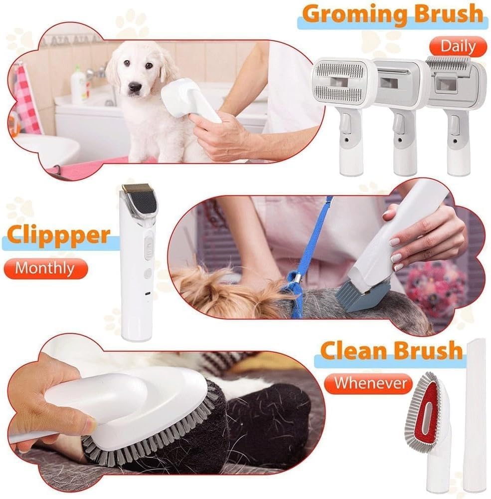 Pet Grooming Vacuum 10KPa 5 in 1 Dog Hair Groomer 2.5L
