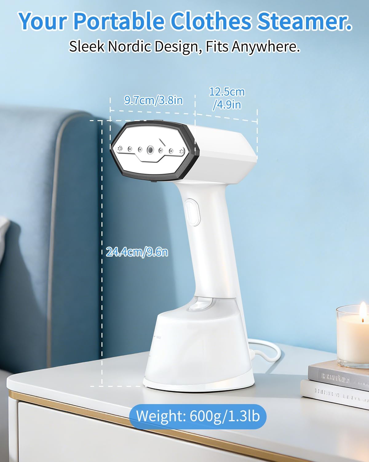 Handheld Clothes Steamer 1500W Fast Heat 280ml Tank Portable