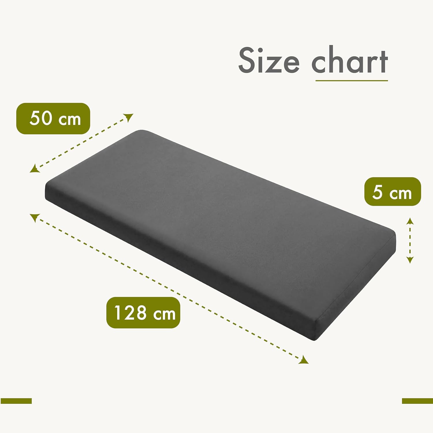 Garden Bench Cushion 128x50x5cm Water Resistant Seat Pad Patio Bench
