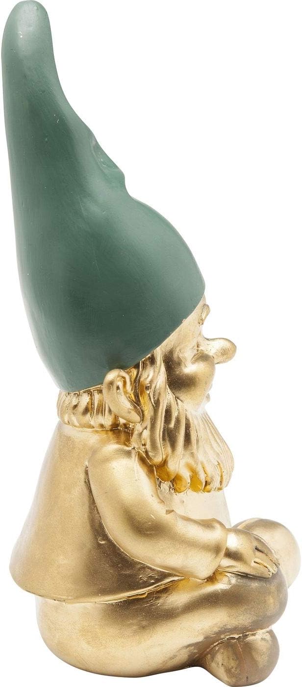 Gold Garden Gnome Statue 19cm Resin Sitting Home Decor