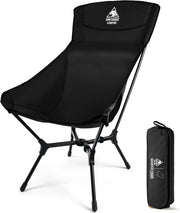 Black High Back Camping Chair Lightweight Folding Seat