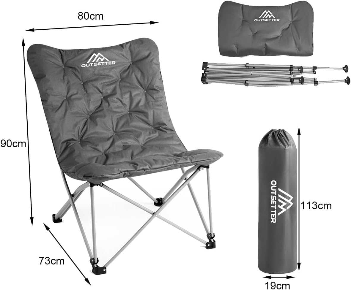 Luxury Padded Moon Camping Chair Folding Outdoor Seat