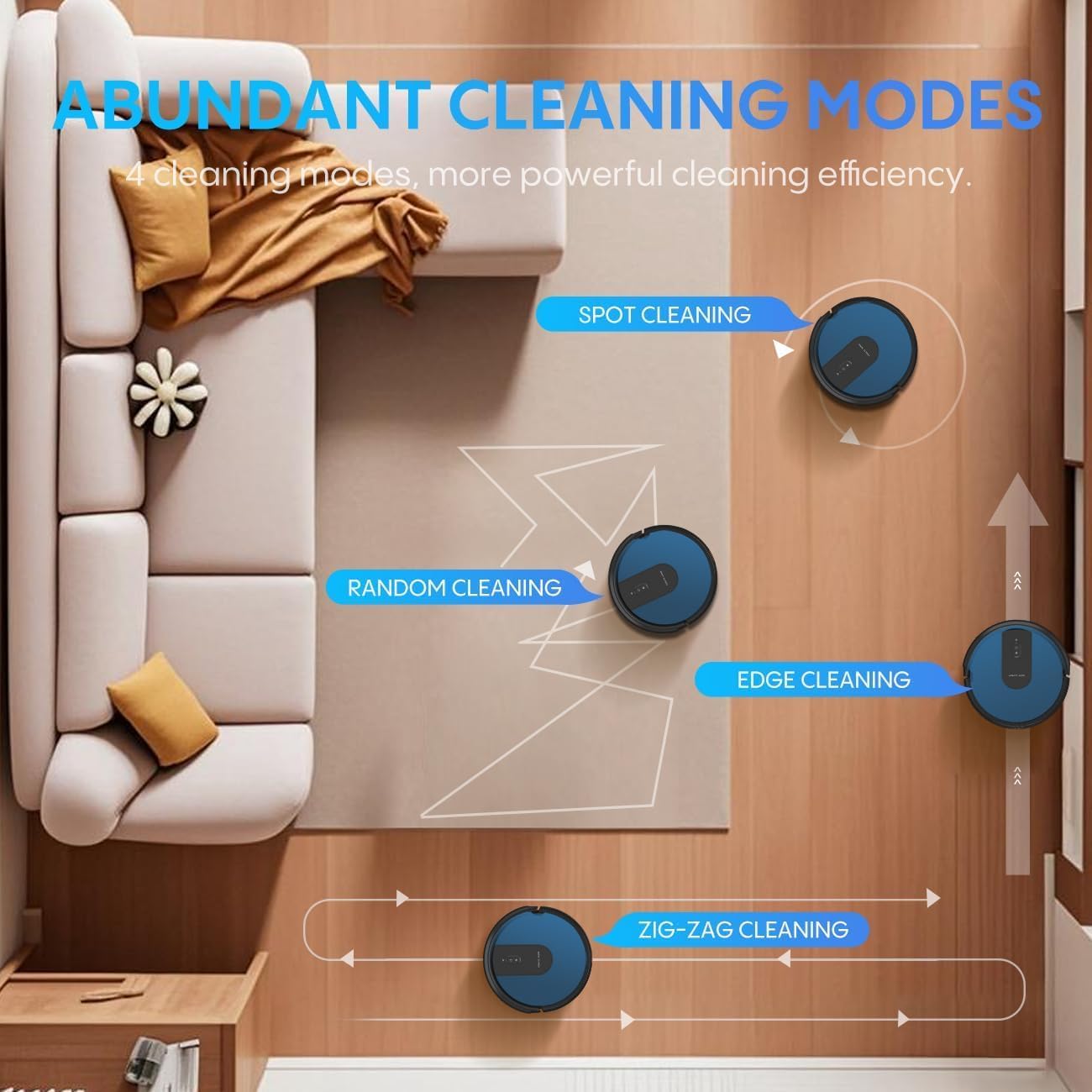 Robot Vacuum Mop 5000Pa WiFi App Voice Control Auto Clean
