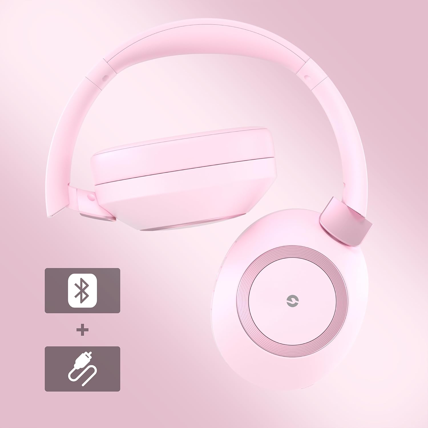 Wireless Noise Cancelling Over Ear Headphones 80Hr Battery Pink