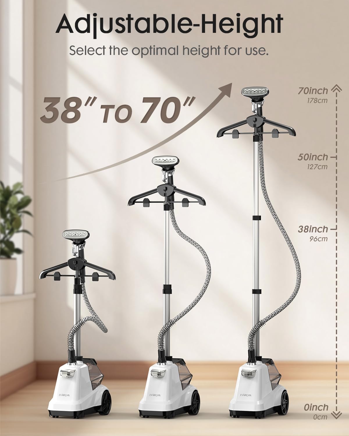 2200W Upright Garment Steamer 3L Tank 90Min Continuous Steam