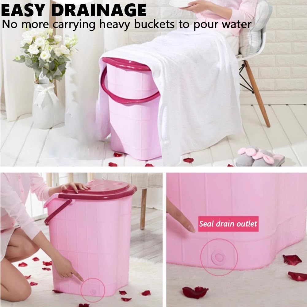 Large Deep Foot Bath Basin Calf Soak Spa Bucket Rollers Drain