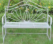 Vintage Metal Garden Bench Foldable Patio Seat Antique Grey