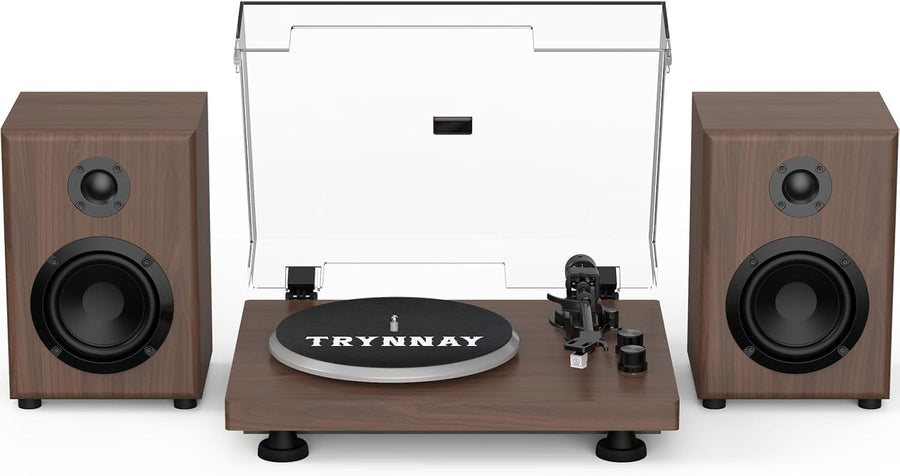 Bluetooth Vinyl Turntable Record Player 33/45 RPM Wood Speakers
