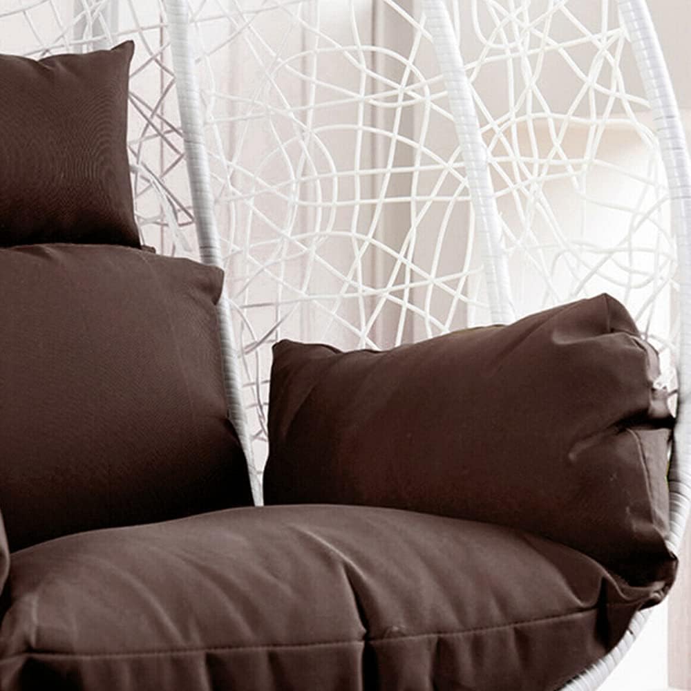 Rattan Swing Egg Chair with Stand Cushion Indoor Outdoor Grey