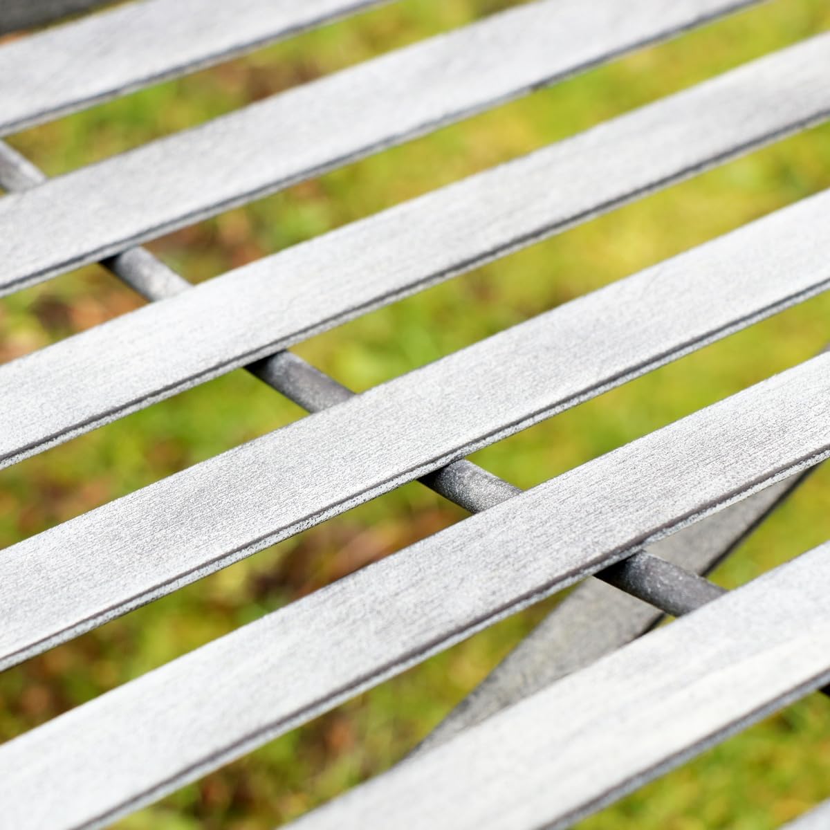 Ornate Metal Garden Bench Distressed White Patio Seat