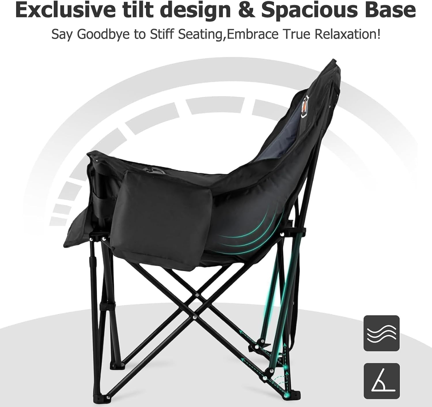 Heated XL Camping Chair 400lb Oversized Padded Black