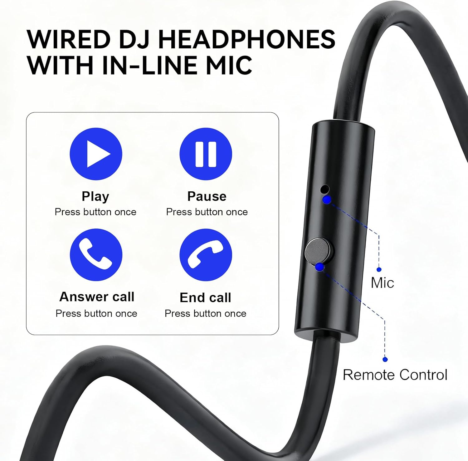 Hi Res Wired Over Ear Studio Headphones 50mm Drivers DJ Monitor