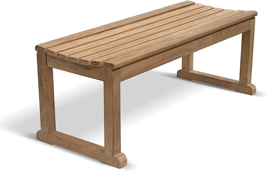 Teak Backless Garden Bench 2 Seater Outdoor Patio Seat 120cm