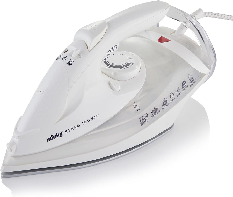 2200W Steam Iron Ceramic Soleplate Self Clean Anti Drip 350ml