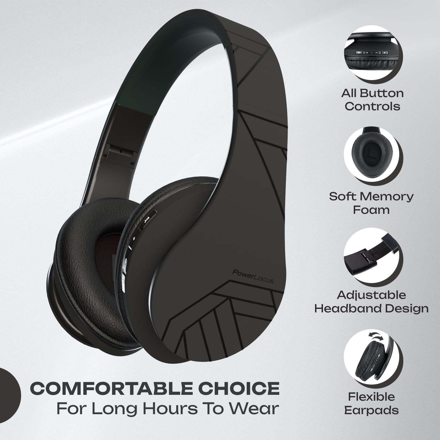 Wireless Over Ear Bluetooth Headphones Foldable With Mic FM TF