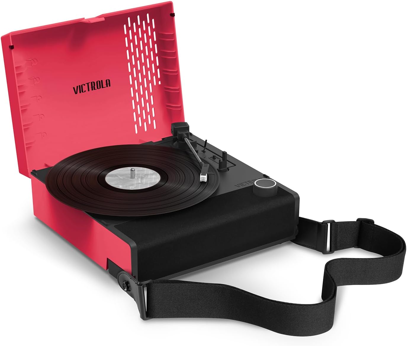 Pink Portable Bluetooth Record Player Rechargeable