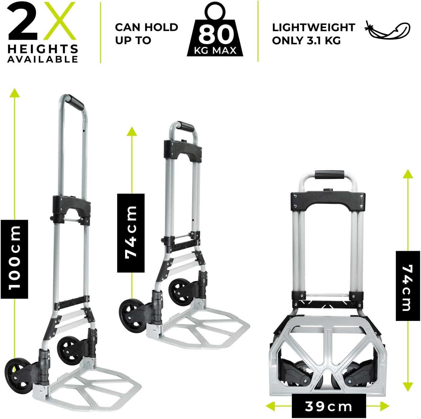 Portable Aluminium Sack Barrow Cart 80KG Foldable Hand Trolley