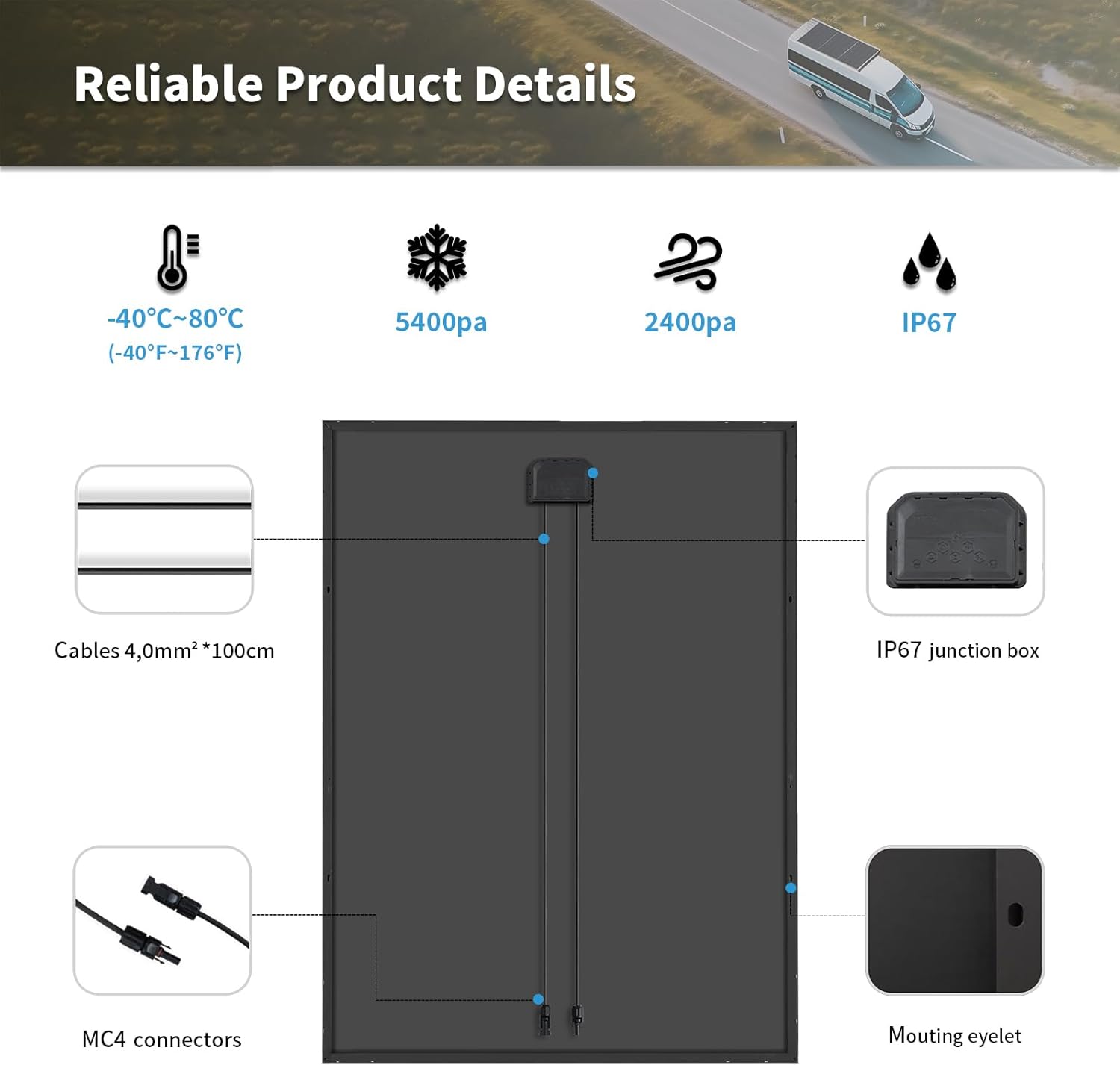200W Solar Panel Mono High Efficiency 12V RV Boat Off Grid
