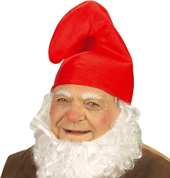 Red Gnome Hat Adult Elf Dwarf Costume Cosplay Fancy Dress