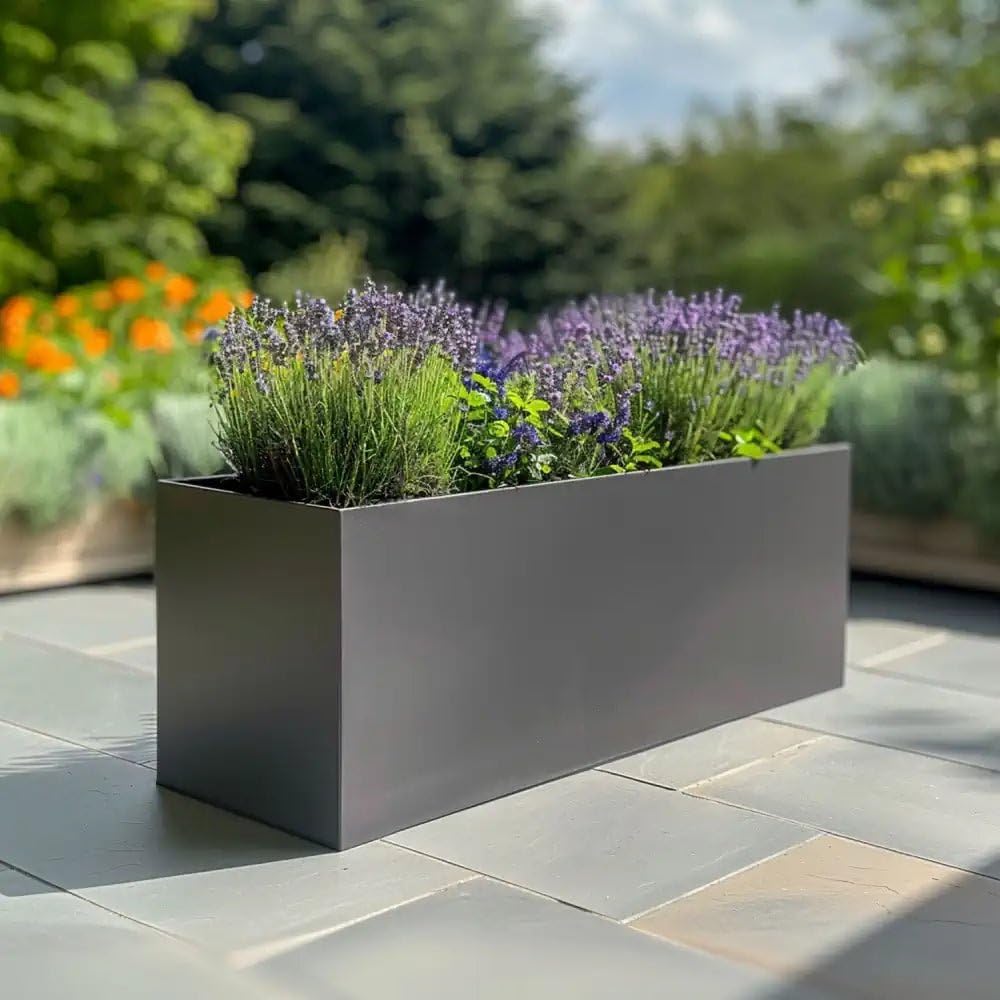 Zinc Galvanised Trough Planter 75cm Matte Grey