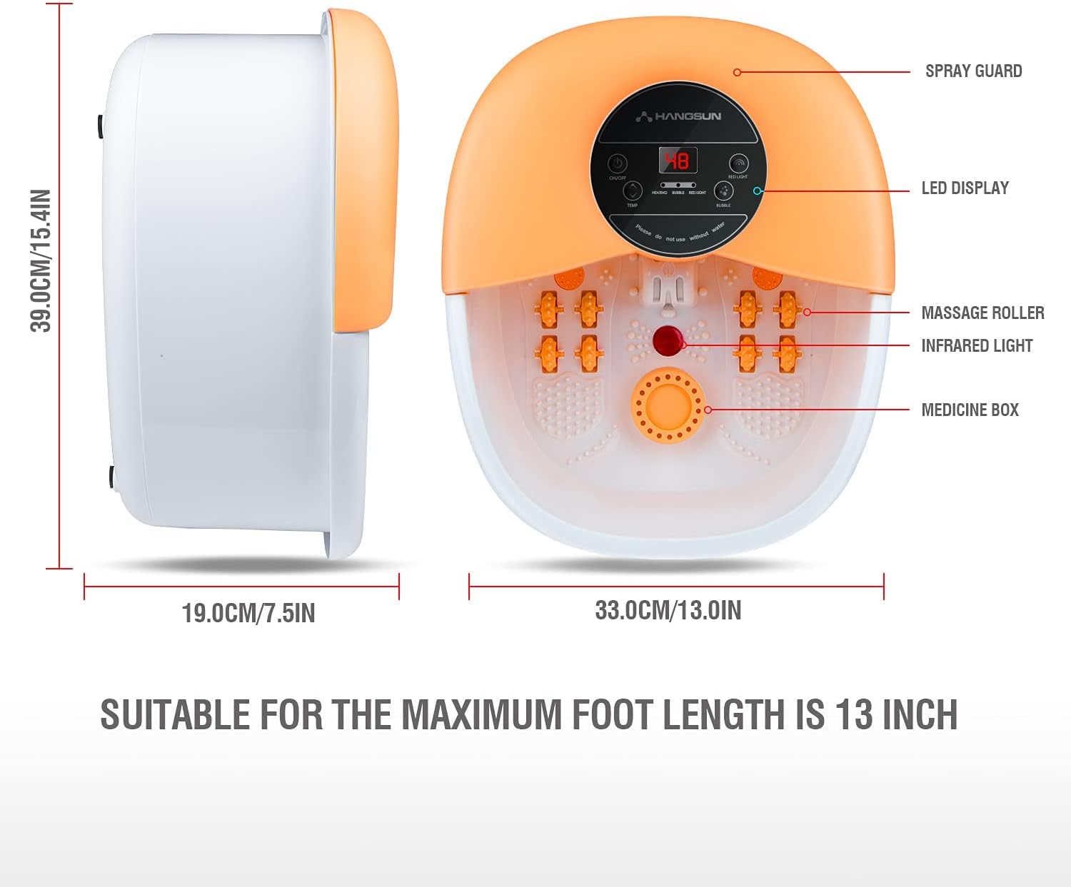Heated Foot Spa Massager Bubble Bath Rollers Infrared Temp Control