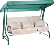 3 Seater Garden Swing Seat Taupe Canopy Luxury Cushions