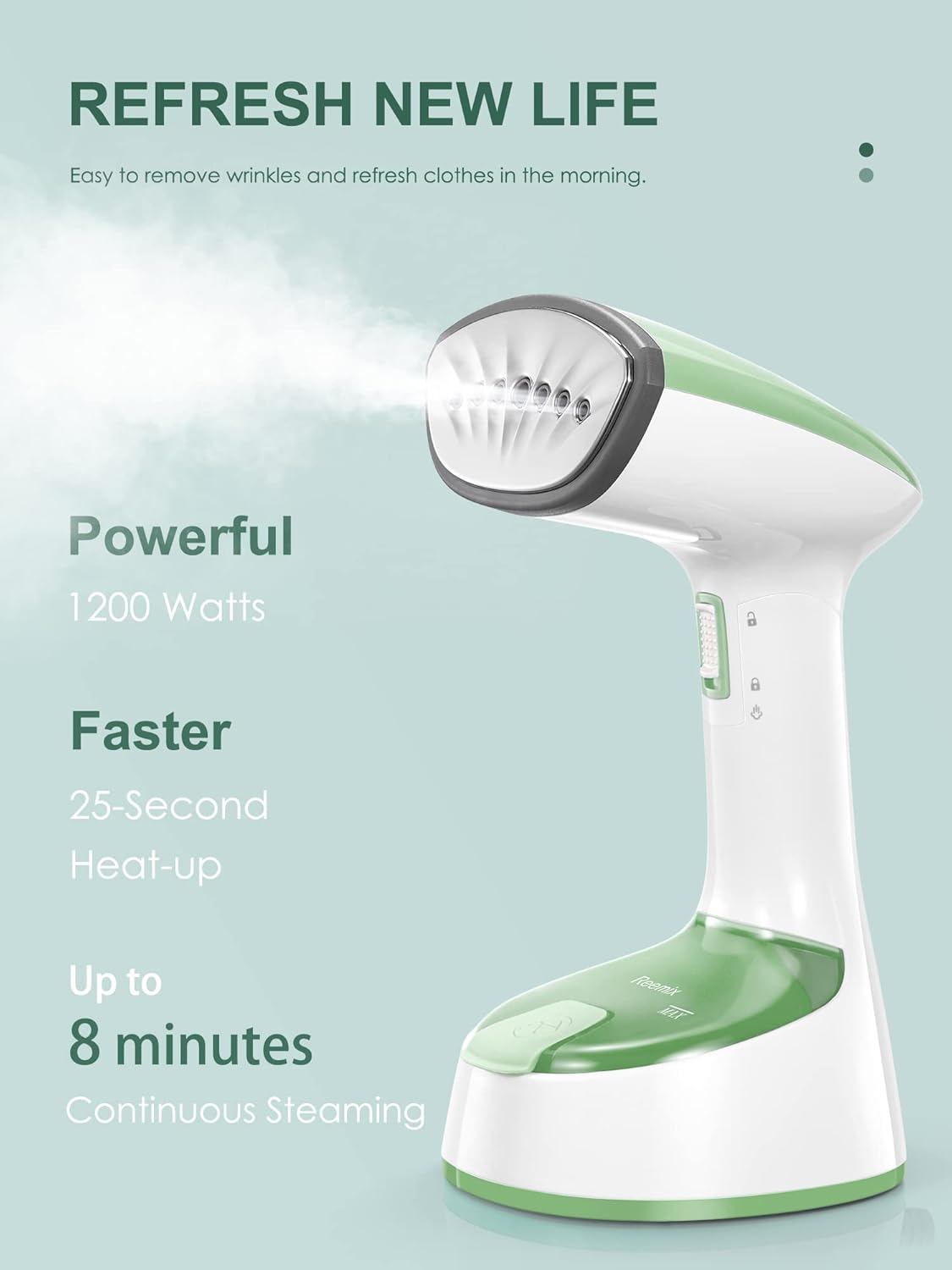 Foldable Handheld Garment Steamer 1200W Fast Heat 25s Green